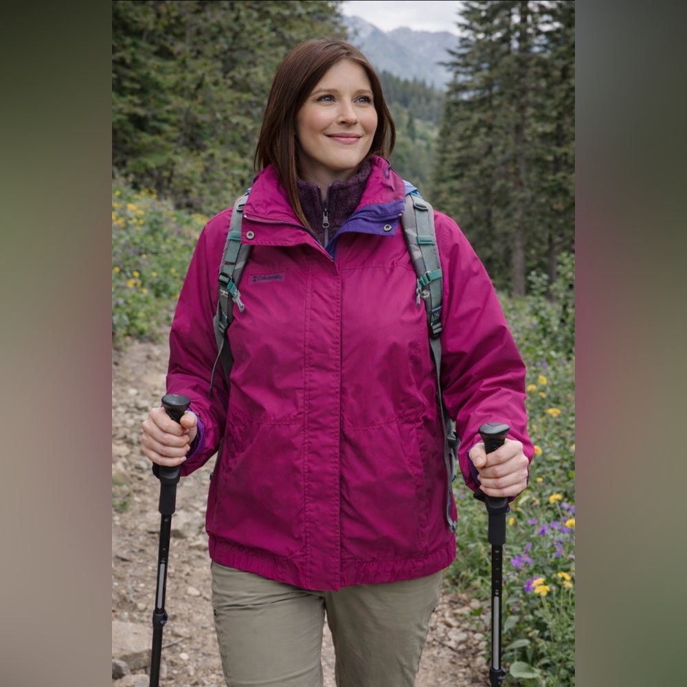 Columbia Bugaboo hot pink rain jacket / outer shell
